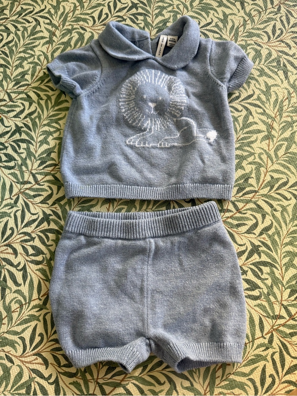 Janie and Jack Light Blue Knit Two-Piece Set with Lion